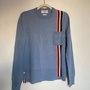 Thom Browne Blue Sweater with Striped Detail